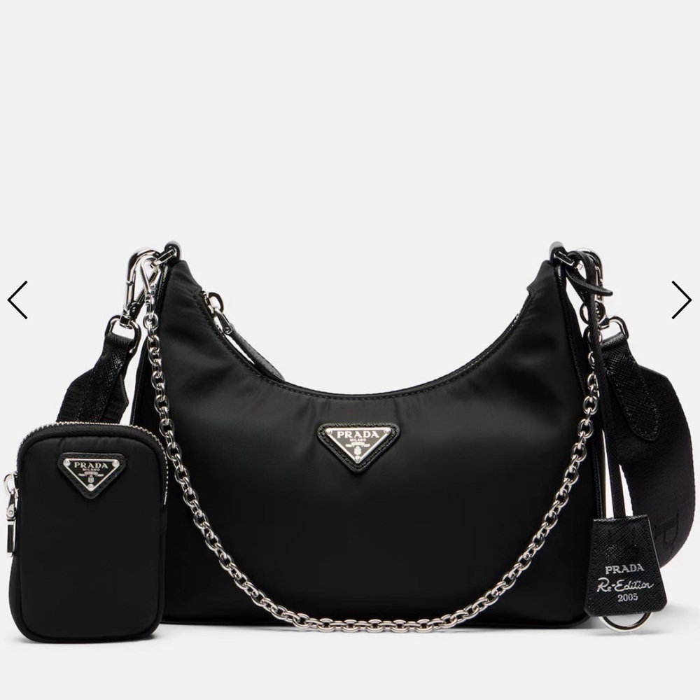Prada Black Shoulder Bag with Chain Detail